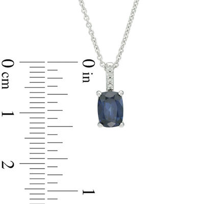 Previously Owned - Lab-Created Blue and White Sapphire Drop Pendant, Earrings and Ring Set in Sterling Silver