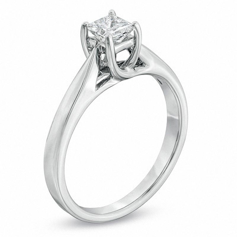 Main Image 2 of Previously Owned - Celebration  Grand™ 0.50 CT. Princess-Cut Diamond Ring in 14K White Gold (I/I1)