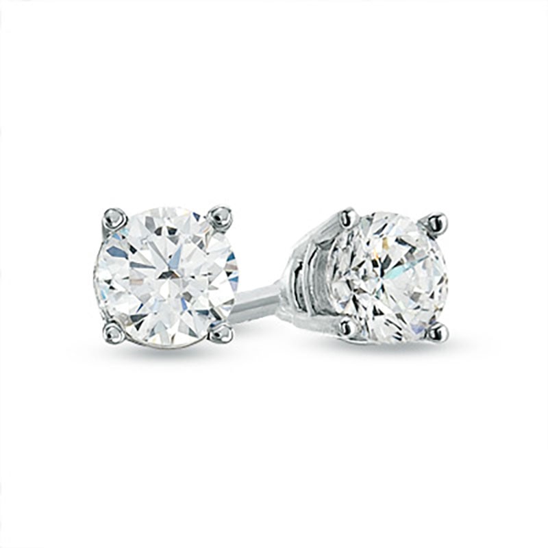 Previously Owned -  0.50 CT. T.W. Diamond Solitaire Stud Earrings in 14K White Gold (H-I/I1)