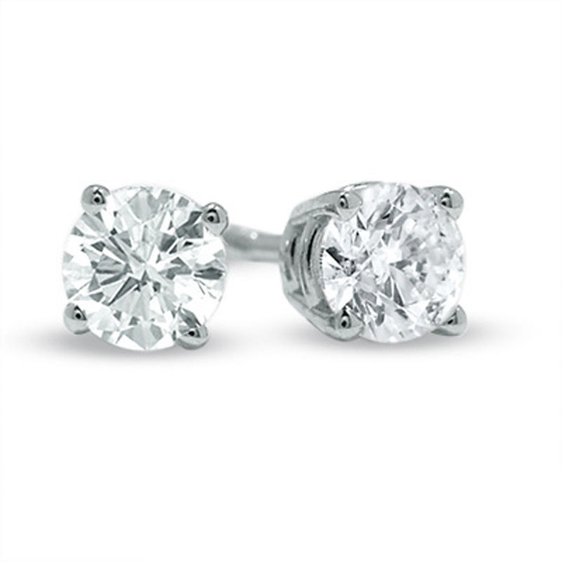 Previously Owned - Celebration  Lux® 0.50 CT. T.W. Diamond Solitaire Earrings in 14K White Gold (I/SI2)