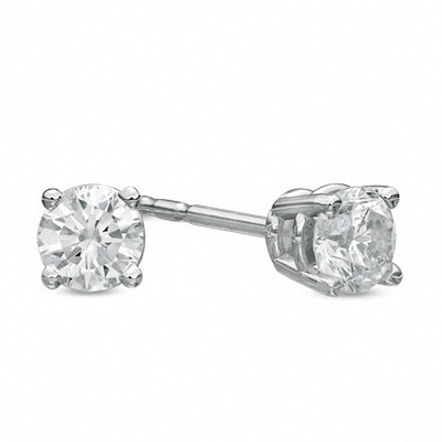 Previously Owned - 0.95 CT. T.W. Diamond Solitaire Stud Earrings in 14K White Gold