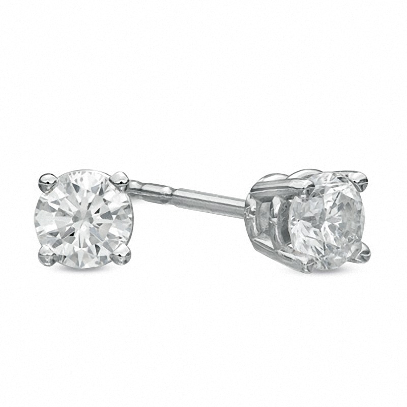 Previously Owned - 0.95 CT. T.W. Diamond Solitaire Stud Earrings in 14K White Gold|Peoples Jewellers