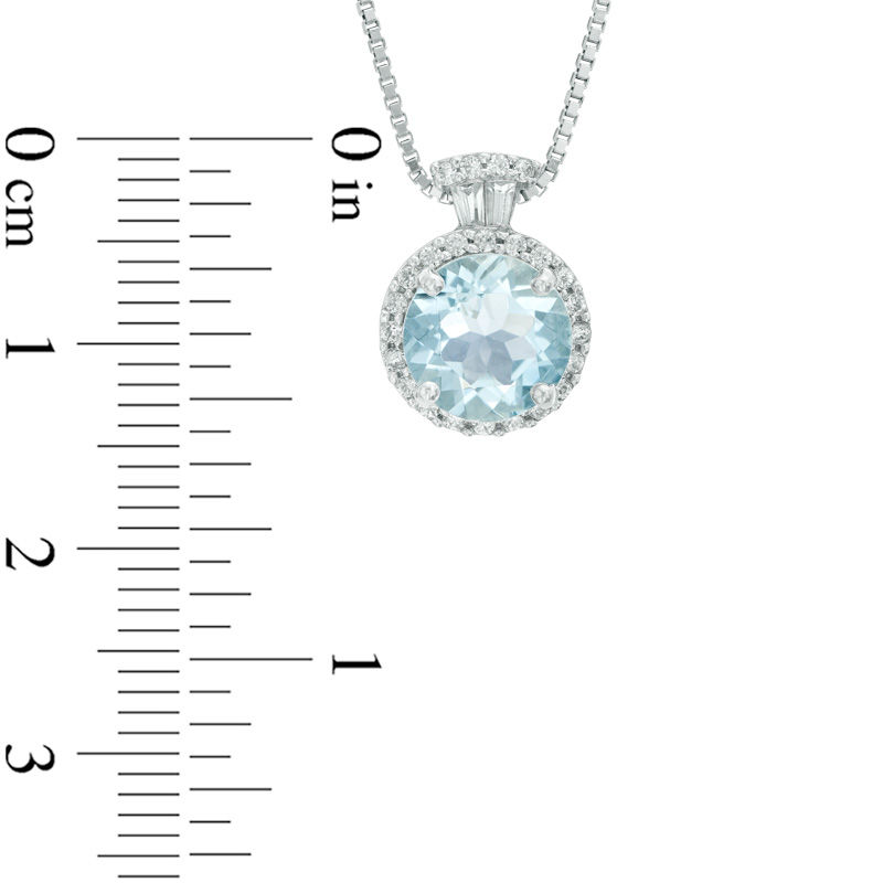 Previously Owned - Aquamarine and Lab-Created White Sapphire Pendant, Ring and Earrings Set in Sterling Silver