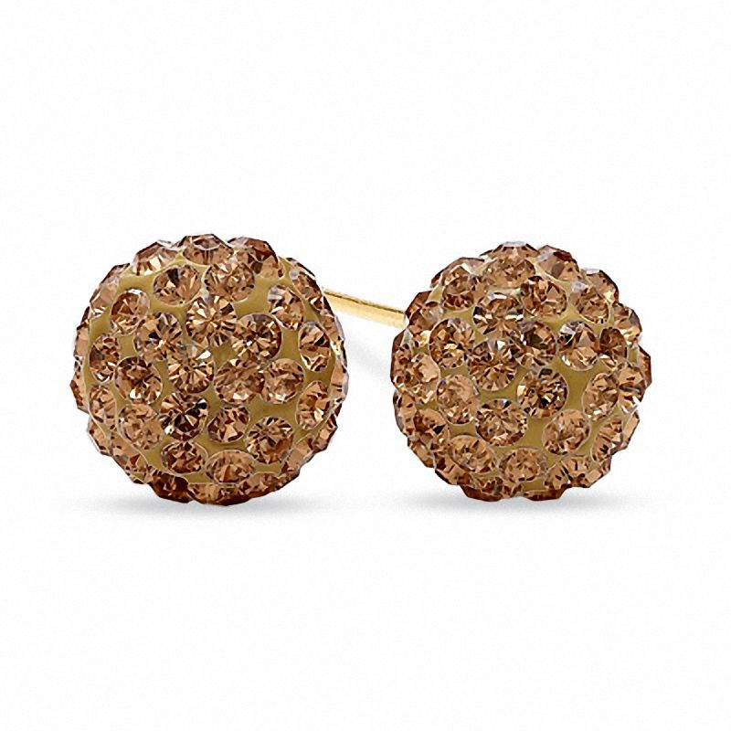 Previously Owned - 8.0mm Champagne Crystal Ball Stud Earrings in 14K Gold|Peoples Jewellers