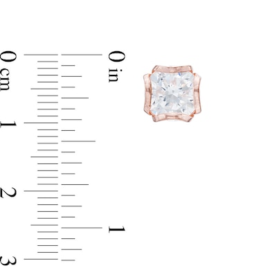 Previously Owned - 8.0mm Lab-Created White Sapphire Stud Earrings in Sterling Silver with 18K Rose Gold Plate