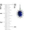 Thumbnail Image 1 of Previously Owned - Oval Lab-Created Blue Sapphire and Diamond Accent Sunburst Drop Earrings in Sterling Silver