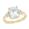 Previously Owned - Radiant-Cut Lab-Created White Sapphire Tri-Sides Ring in Sterling Silver with 14K Gold Plate