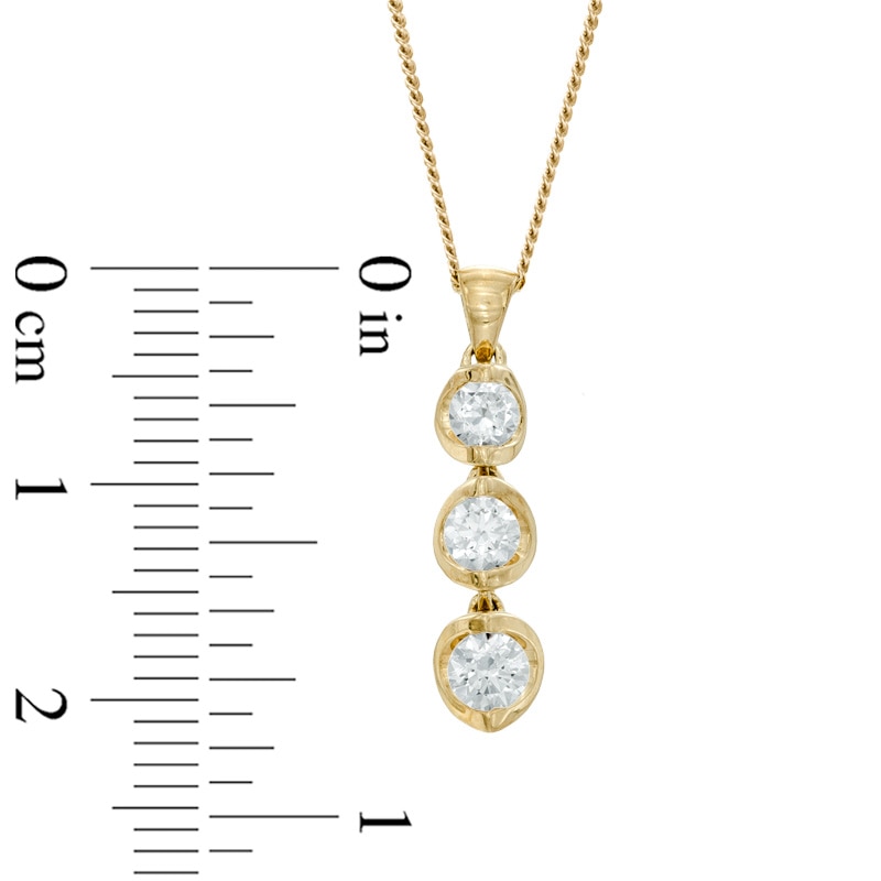 Previously Owned - 0.50 CT. T.W. Diamond Three Stone Drop Pendant in 14K Gold (I/I2