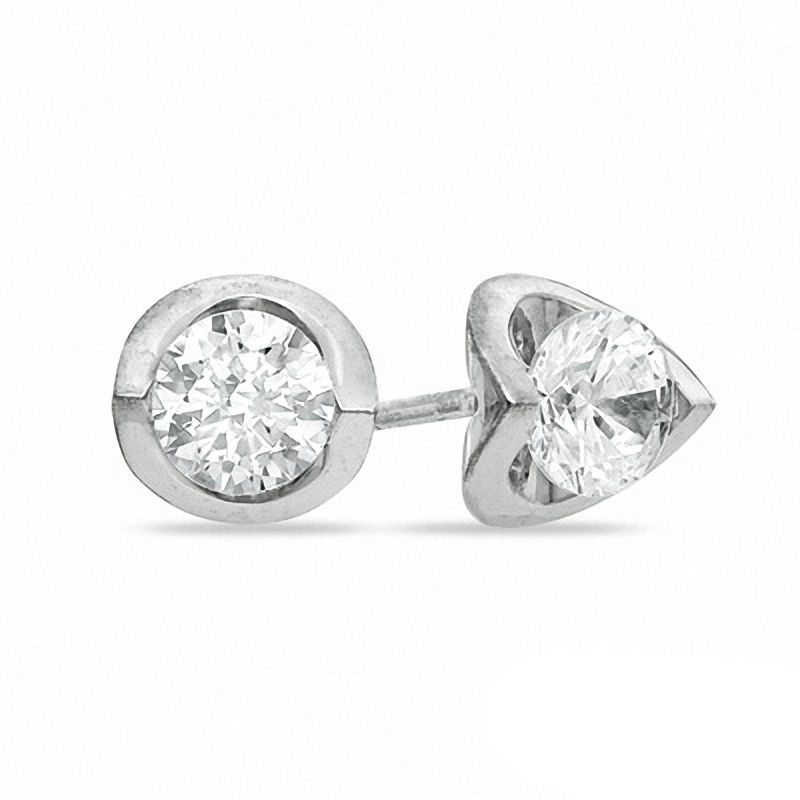 Previously Owned - 0.40 CT. T.W.   Diamond Solitaire Tension Stud Earrings in 14K White Gold (I/I2)