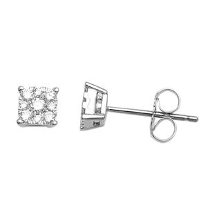 Previously Owned - 0.23 CT. T.W. Composite Diamond Square Stud Earrings in 10K White Gold