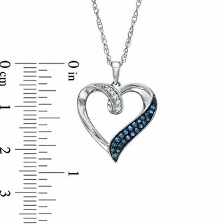 Previously Owned - 0.16 CT. T.W. Enhanced Blue and White Diamond Heart Pendant in Sterling Silver