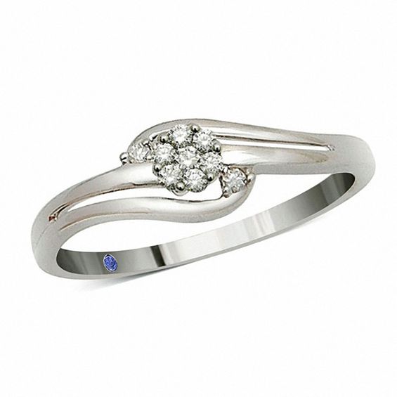 Previously Owned - Cherished Promise Collection™ 0.05 CT. T.W. Diamond Alluring Promise Ring in Sterling Silver