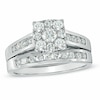 Previously Owned - 0.95 CT. T.W. Princess-Shaped Multi-Diamond Channel Bridal Set in 14K White Gold