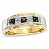 Previously Owned - Men's Smoky Quartz and 0.18 CT. T.W. Diamond Ring in 10K Two-Tone Gold