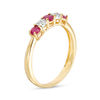 Thumbnail Image 1 of Previously Owned - Ruby and 0.04 CT. T.W. Composite Diamond Five Stone Ring in 10K Gold