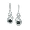 Thumbnail Image 0 of Previously Owned - 0.10 CT. T.W. Enhanced Black and White Diamond Beaded Infinity Drop Earrings in Sterling Silver