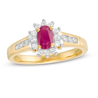 Previously Owned - Oval Ruby and 0.20 CT. T.W. Diamond Ladi Di Ring in 10K Gold