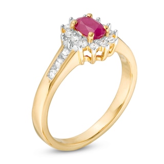 Previously Owned - Oval Ruby and 0.20 CT. T.W. Diamond Ladi Di Ring in 10K Gold