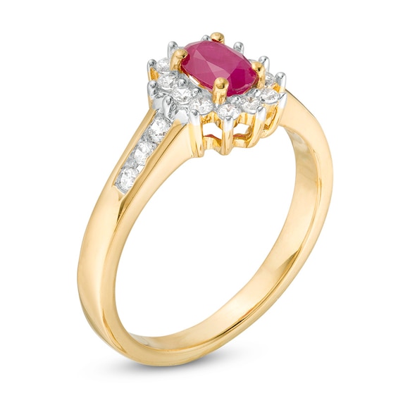 Previously Owned - Oval Ruby and 0.20 CT. T.W. Diamond Ladi Di Ring in 10K Gold