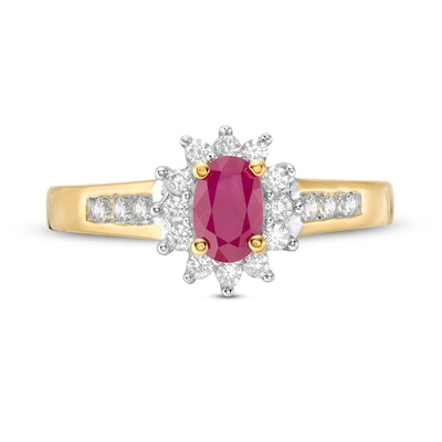 Previously Owned - Oval Ruby and 0.20 CT. T.W. Diamond Ladi Di Ring in 10K Gold