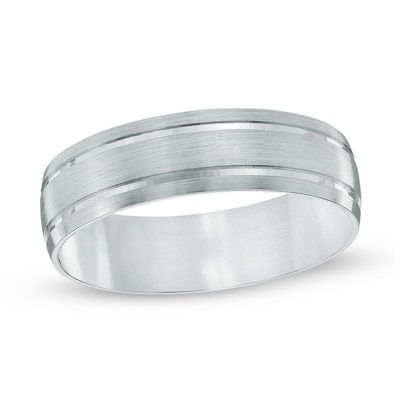 Previously Owned - Men's 6.0mm Comfort Fit Wedding Band in 10K White Gold