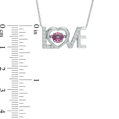 Previously Owned - Unstoppable Love™  Lab-Created Pink and White Sapphire "LOVE" Heart Necklace in Sterling Silver - 17"