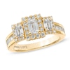 Thumbnail Image 1 of Previously Owned - Vera Wang Love Collection 1.45 CT. T.W. Emerald-Cut Diamond Three Stone Ring in 14K Gold