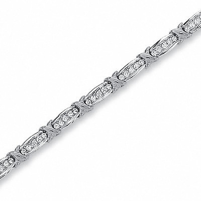 Previously Owned - 0.50 CT. T.W. Diamond Channel "X" Bracelet in 10K White Gold