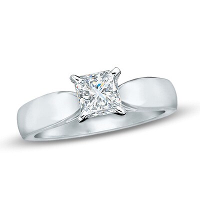 Previously Owned - Celebration Lux® 1.00 CT. Princess-Cut Diamond Engagement Ring in 14K White Gold (I/SI2)