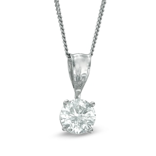 Previously Owned -  0.50 CT. Diamond Solitaire Pendant in 14K White Gold (I/I1)