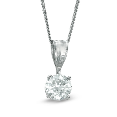 Previously Owned -  0.50 CT. Diamond Solitaire Pendant in 14K White Gold (I/I1)