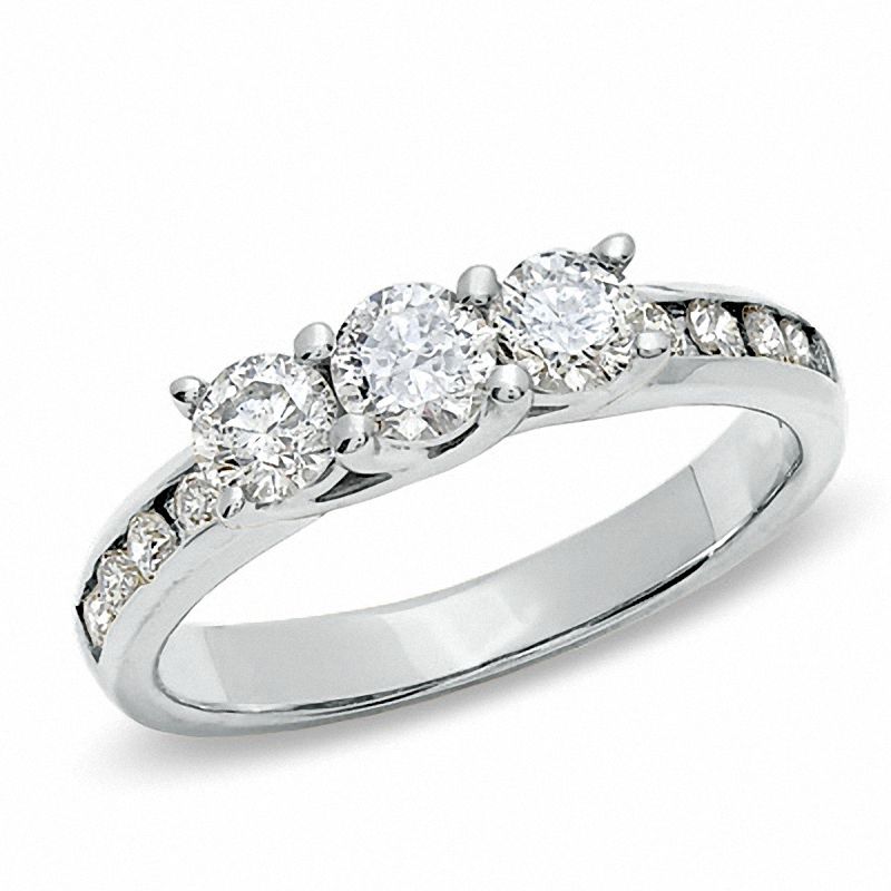Previously Owned - 1.00 CT. T.W. Diamond Three Stone Ring in 10K White Gold|Peoples Jewellers