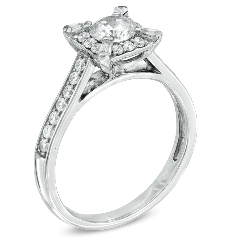 Previously Owned -  0.82 CT. T.W. Diamond Frame Engagement Ring in 14K White Gold (I/I1)