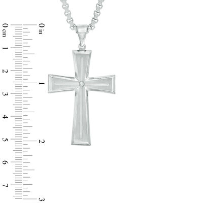 Previously Owned - Men's Diamond Accent Cross Pendant in Stainless Steel - 24"