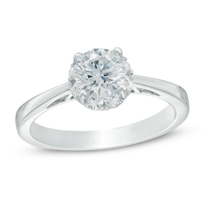 Previously Owned - 1.00 CT. T.W. Diamond Frame Engagement Ring in 14K White Gold (I/I1)