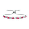 Previously Owned - Oval Lab-Created Ruby and Diamond Accent "XO" Bolo Bracelet in Sterling Silver - 9.5"