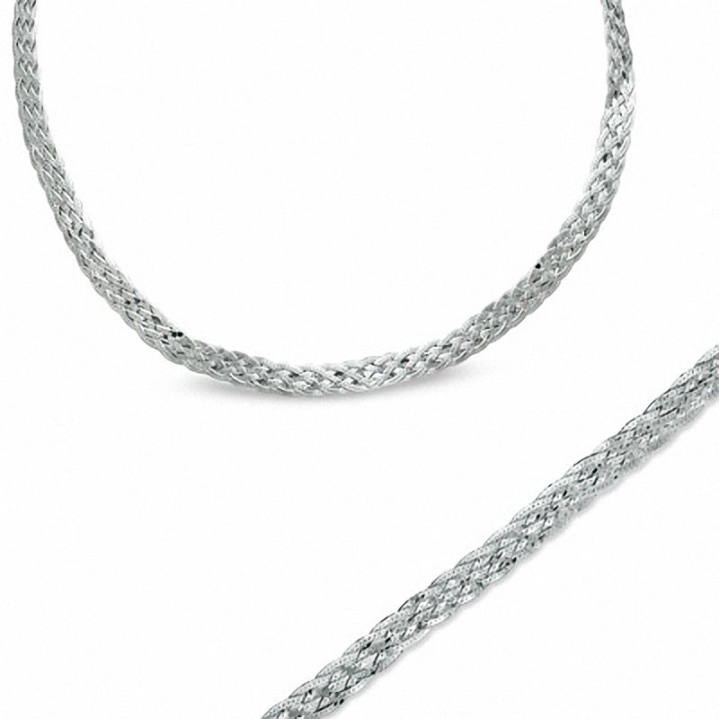 Main Image 1 of Previously Owned - Sterling Silver 7.0mm Herringbone Necklace and Bracelet Set