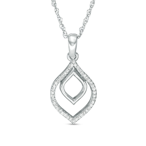 Previously Owned - 0.05 CT. T.W. Diamond Open Double Teardrop Pendant in Sterling Silver