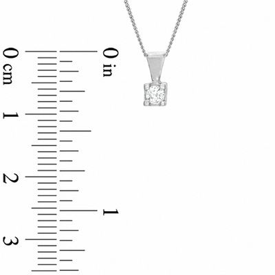 Previously Owned - 0.10 CT.   Diamond Square-Set Solitaire Pendant in 14K White Gold - 17"(I/I2)