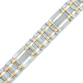 Previously Owned - Men's 0.28 CT. T.W. Diamond Link Bracelet in Stainless Steel and IP