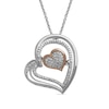 Thumbnail Image 0 of Previously Owned - Unstoppable Love™  0.10 CT. T.W. Diamond Double Heart Pendant in Sterling Silver and 10K Rose Gold