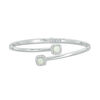 Thumbnail Image 0 of Previously Owned - 5.0mm Cushion-Cut Lab-Created Opal and White Sapphire Frame Bypass Bangle in Sterling Silver - 7.25"