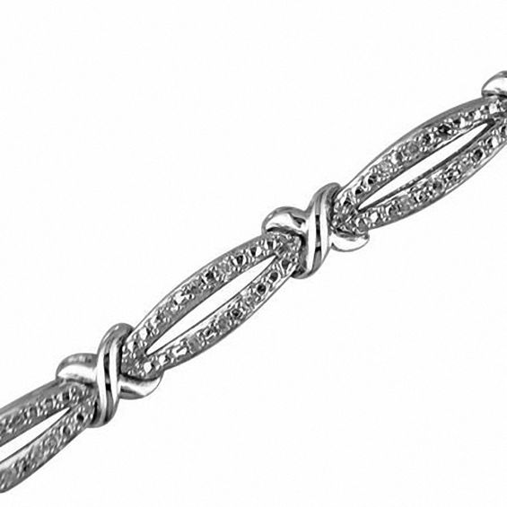 Previously Owned - 0.25 CT. T.W. Diamond "X" Bracelet in Sterling Silver