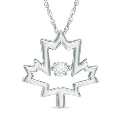 Previously Owned - Unstoppable Love™  0.10 CT.   Diamond Maple Leaf Pendant in 10K White Gold (I/I2)