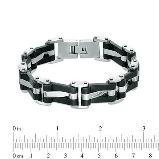 Previously Owned - Men's Wavy Link Bracelet in Stainless Steel and Black IP