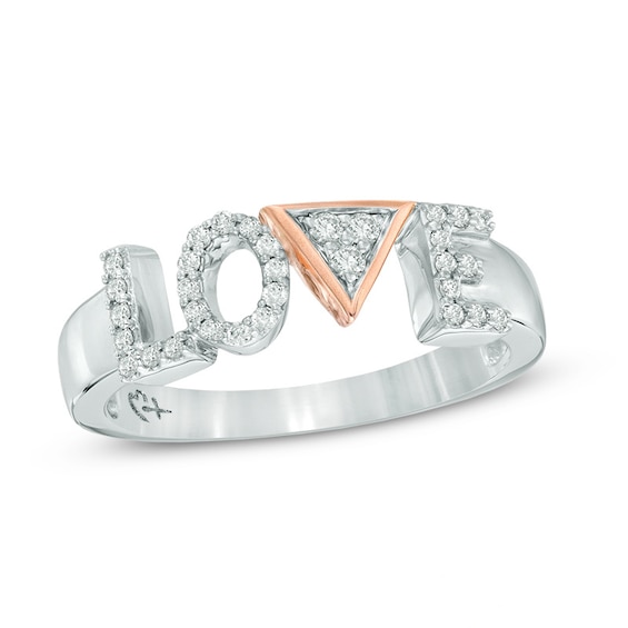 Previously Owned - Love and Pride™ 0.20 CT. T.W. Diamond "LOVE" Anniversary Ring in 10K Two-Tone Gold