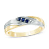 Thumbnail Image 0 of Previously Owned - Ladies' Blue Sapphire Three Stone Slant Wedding Band in 10K Two-Tone Gold