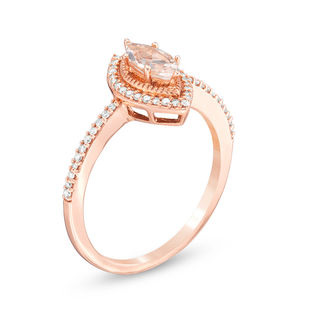 Previously Owned - Marquise Morganite and 0.15 CT. T.W. Diamond Frame Ring in 10K Rose Gold