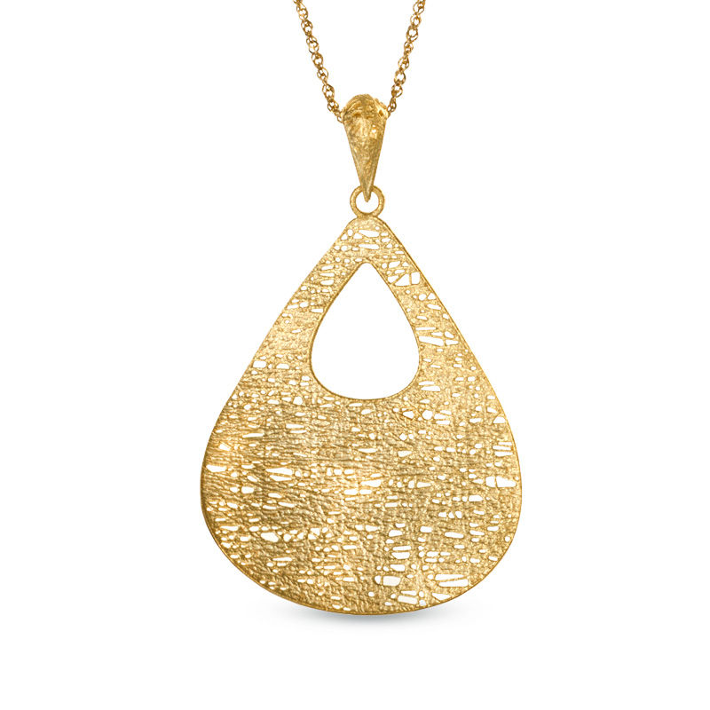 Previously Owned - Pear-Shaped Textured Wire Pendant in 10K Gold|Peoples Jewellers