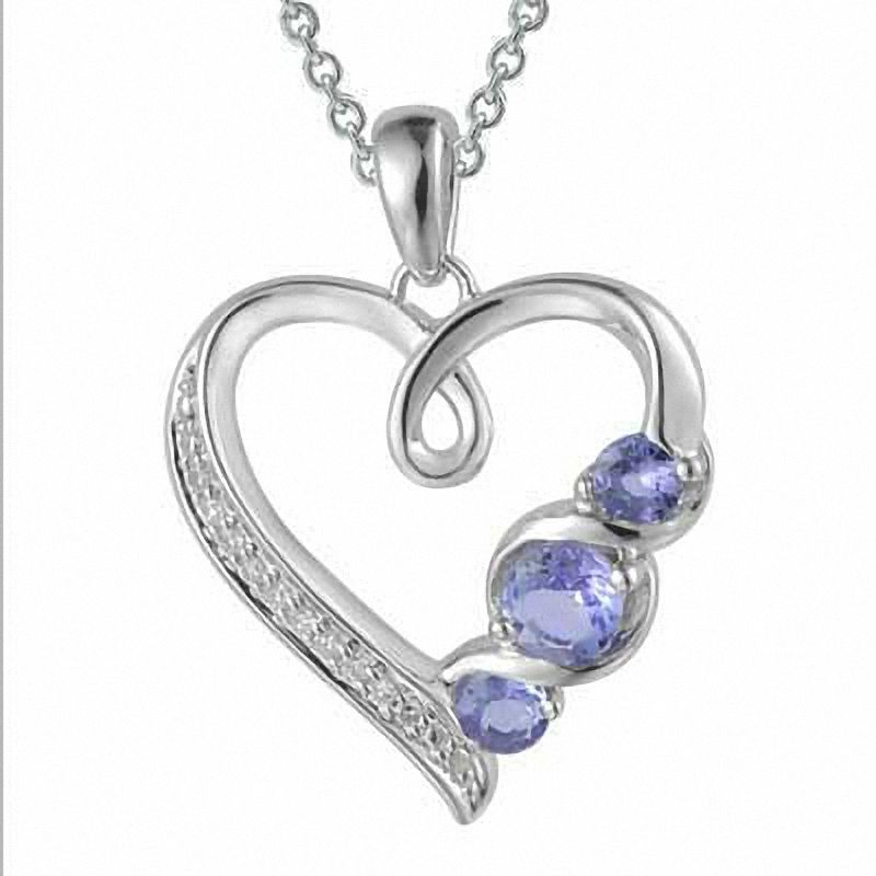 Previously Owned - Tanzanite and Diamond Accent Heart Pendant in Sterling Silver|Peoples Jewellers